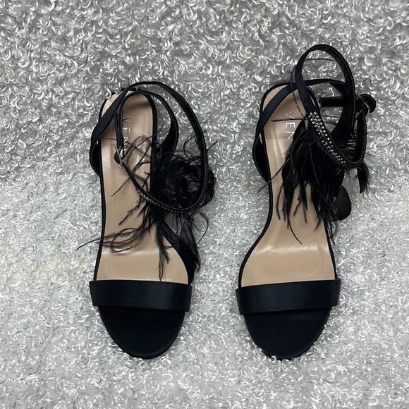 Venus satin feather ankle strap heels - Picture 4 of 9